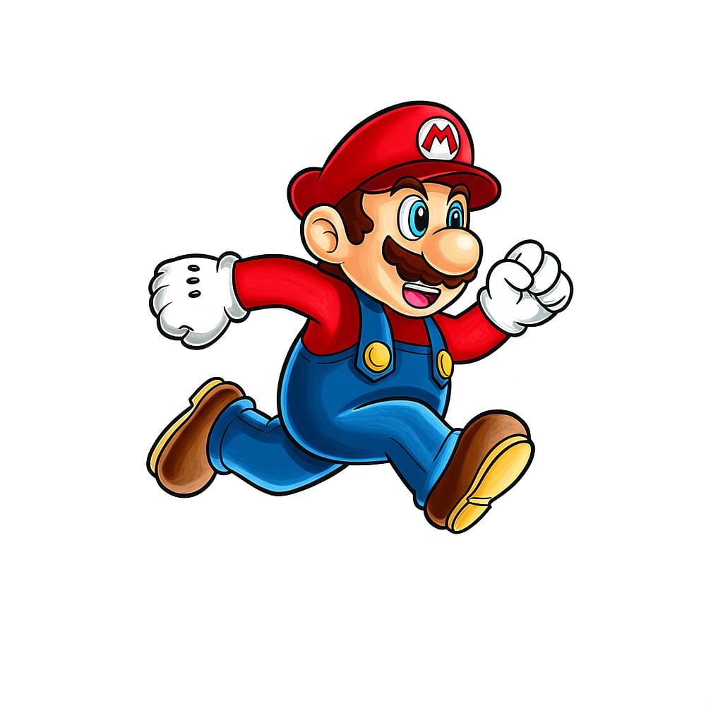 Dynamic Mario Running Coloring Page colored version
