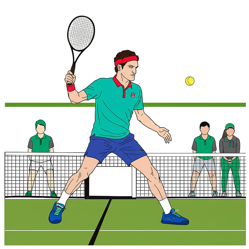 Dynamic Roger Federer Tennis Shot Coloring Page colored version