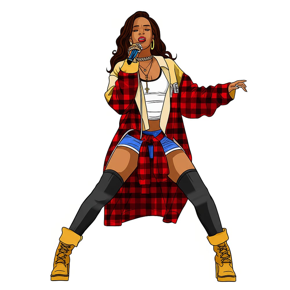 Dynamic Stage Singer Coloring Page colored version