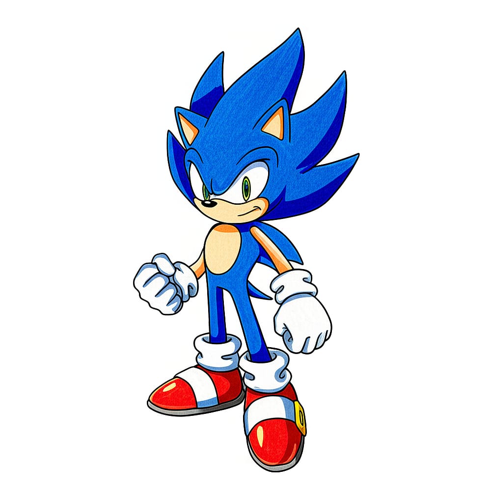 Dynamic Super Sonic Coloring Page colored version