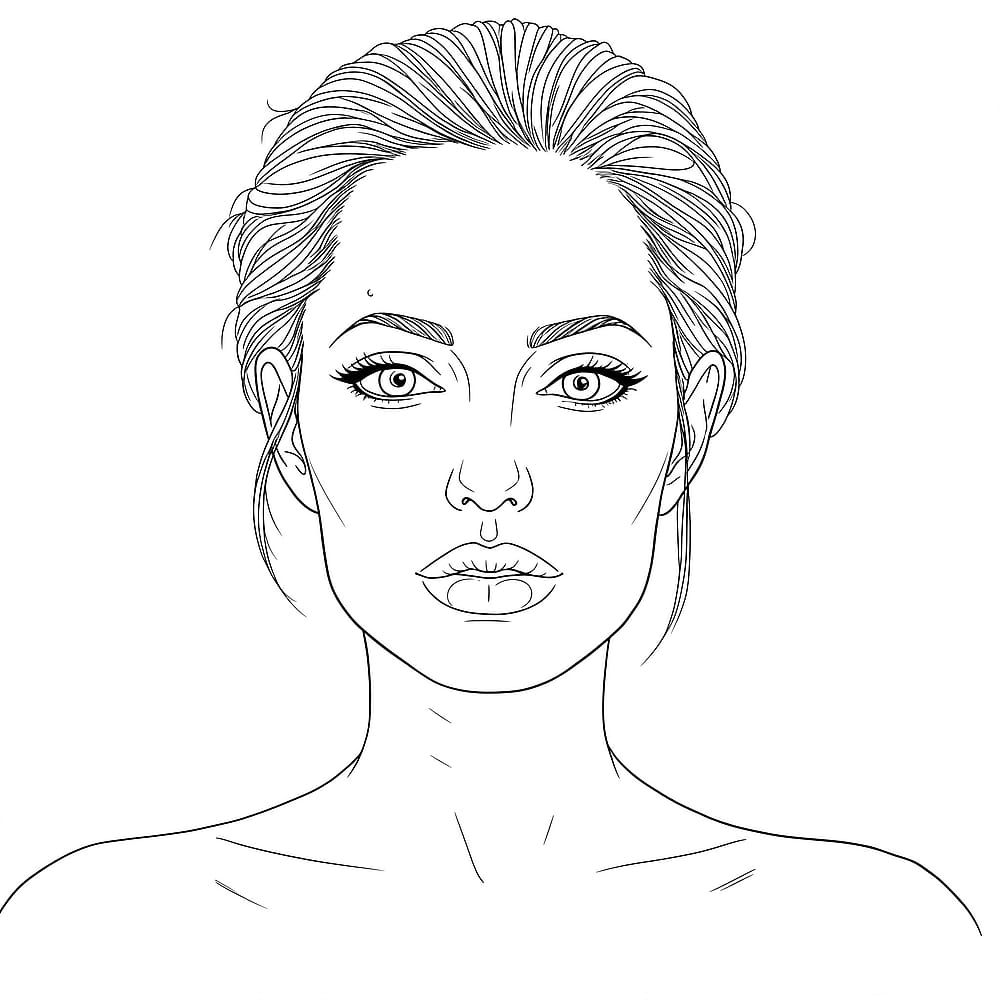 Elegant Angelina Jolie Portrait Coloring Page coloring page