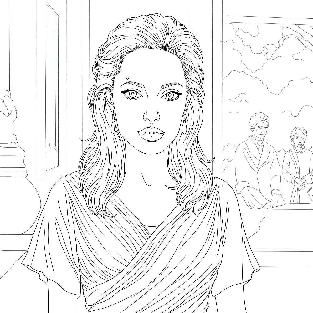 Elegant Angelina Jolie Coloring Page coloring page
