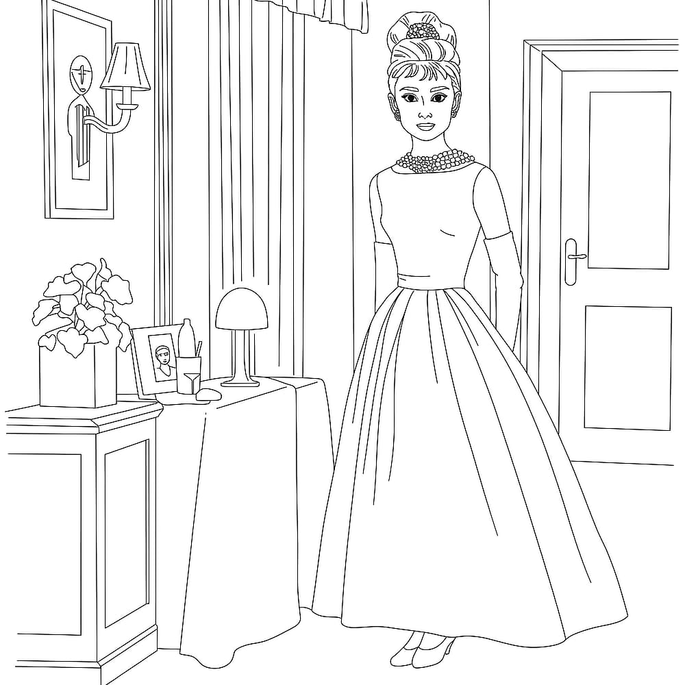 Elegant Audrey Hepburn Coloring Page coloring page