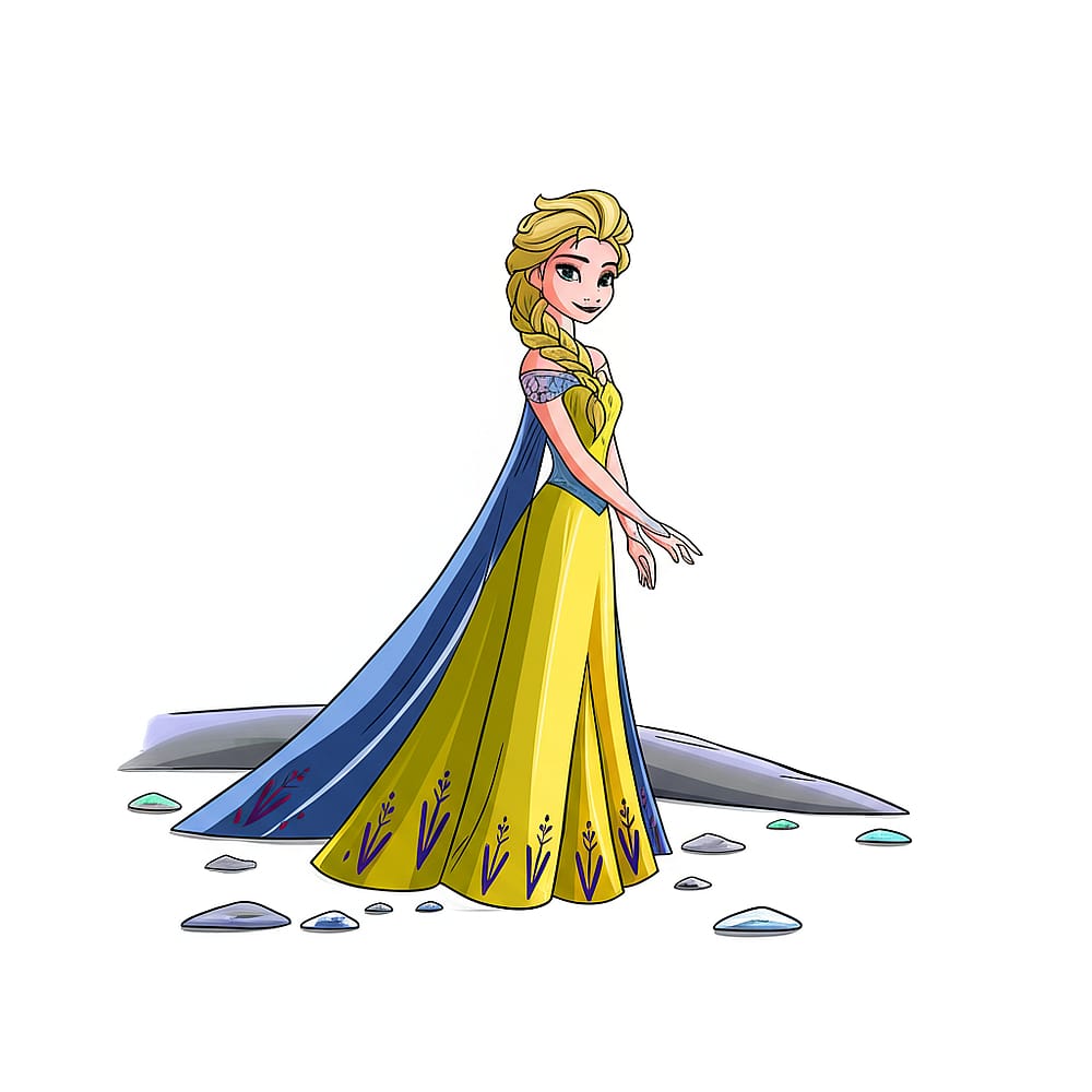 Elegant Elsa Frozen Coloring Page colored version