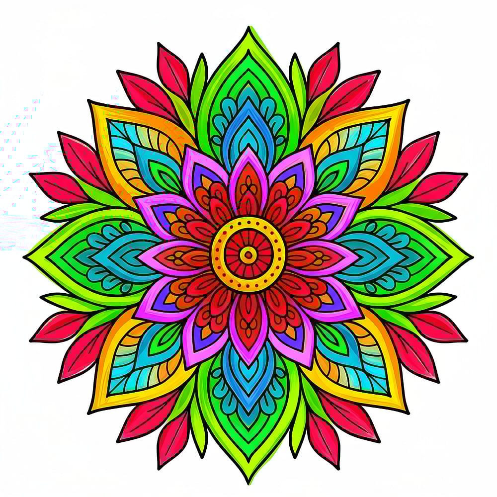 Elegant Flower Mandala Coloring Page colored version