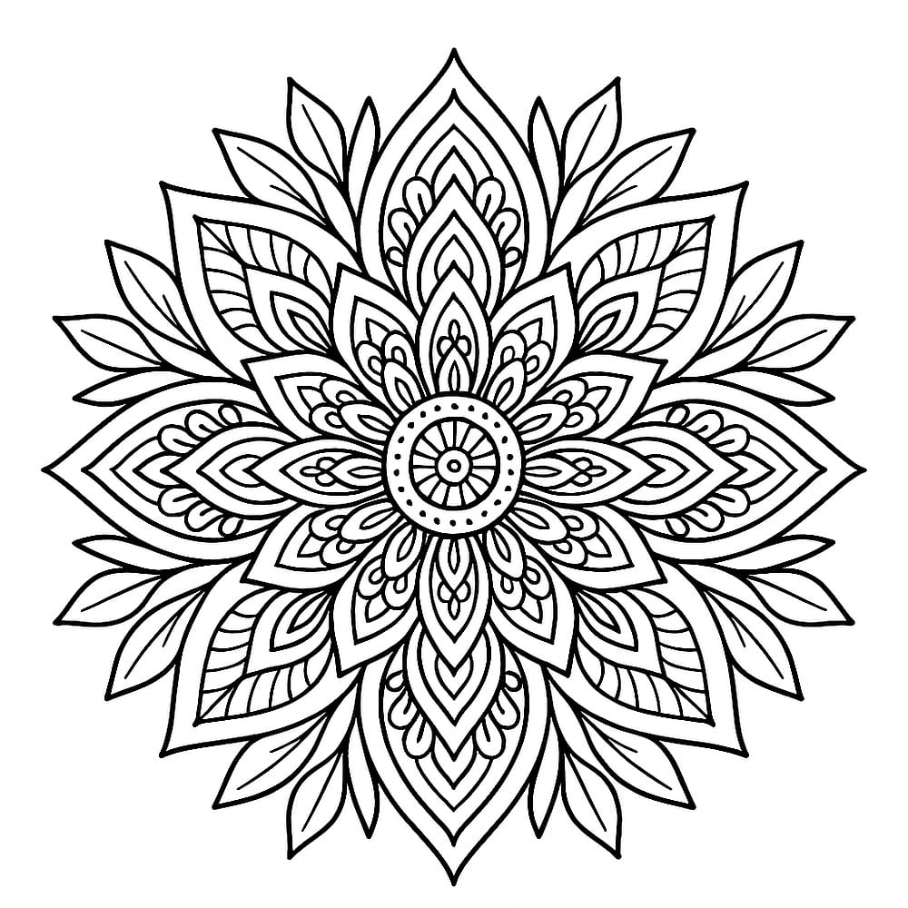 Elegant Flower Mandala Coloring Page coloring page