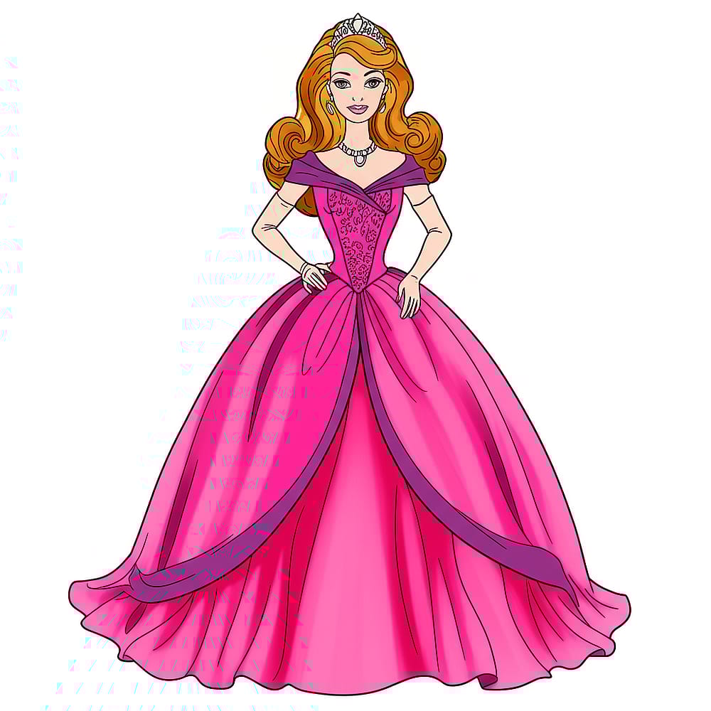 Elegant Princess Ball Gown Coloring Page colored version