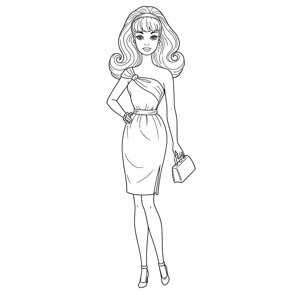 Elegant Retro Glam Fashion Coloring Page coloring page