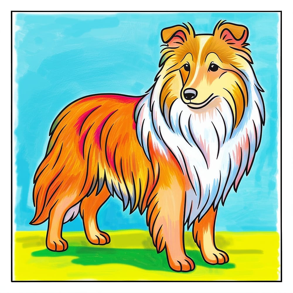 Elegant Shetland Sheepdog Coloring Page colored version