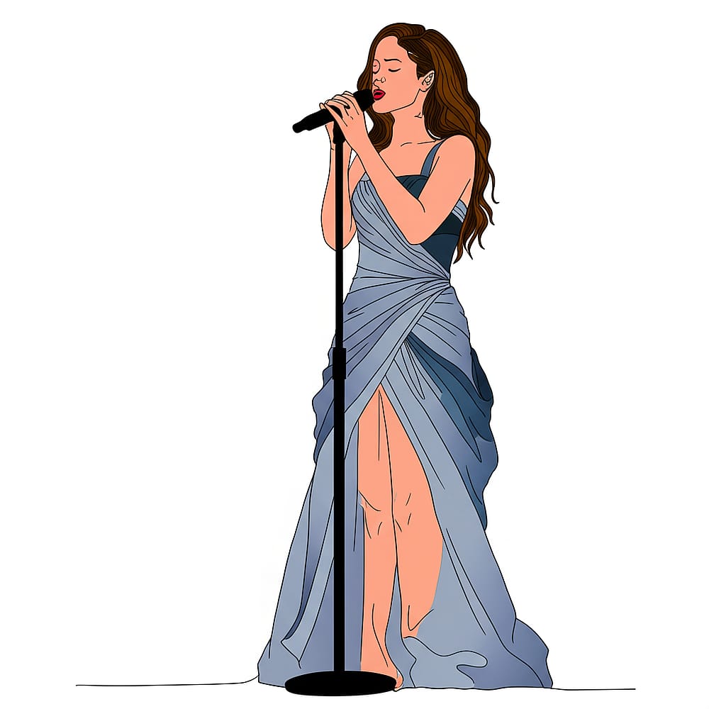 Elegant Singer Performing Coloring Page colored version