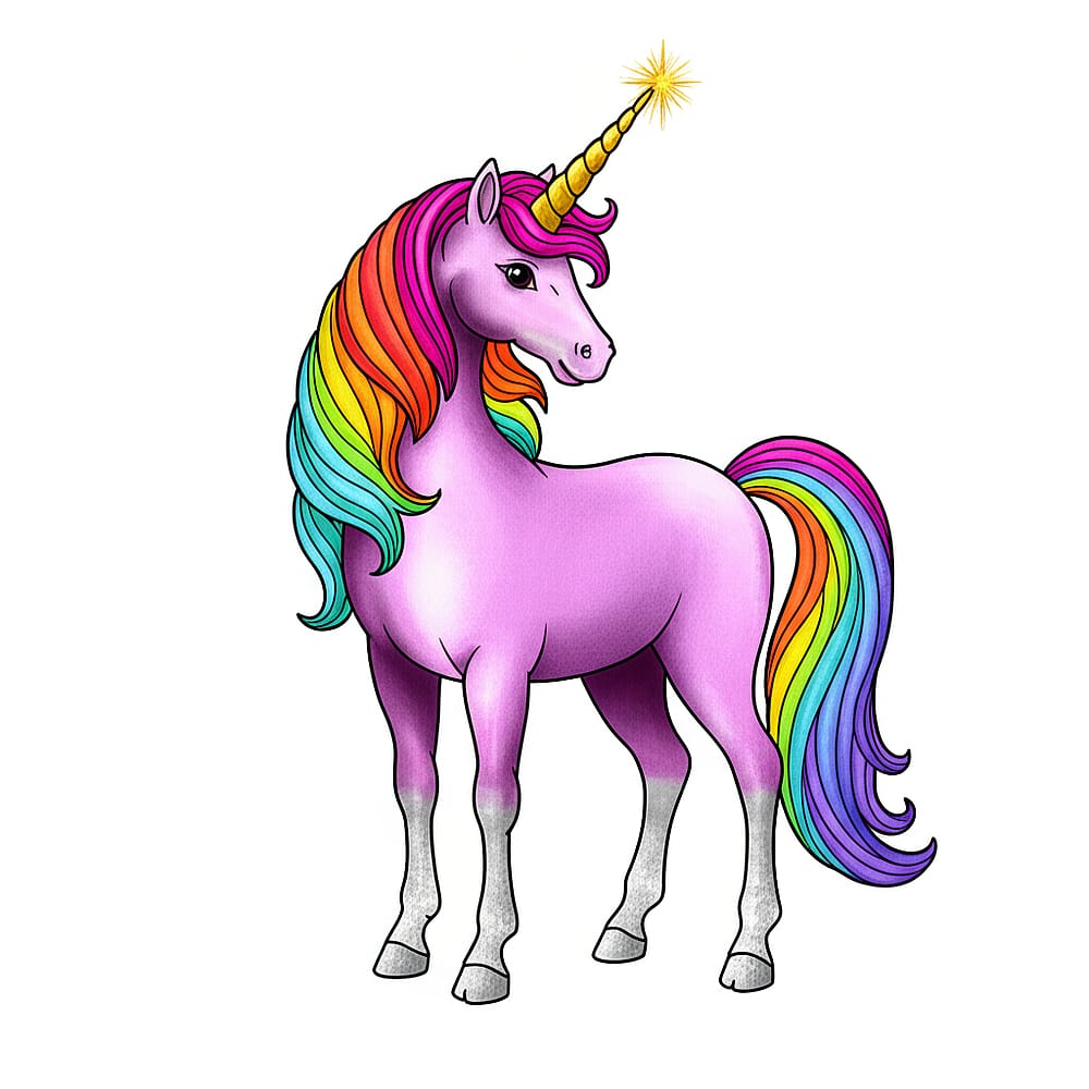 Enchanting Unicorn Coloring Page colored version