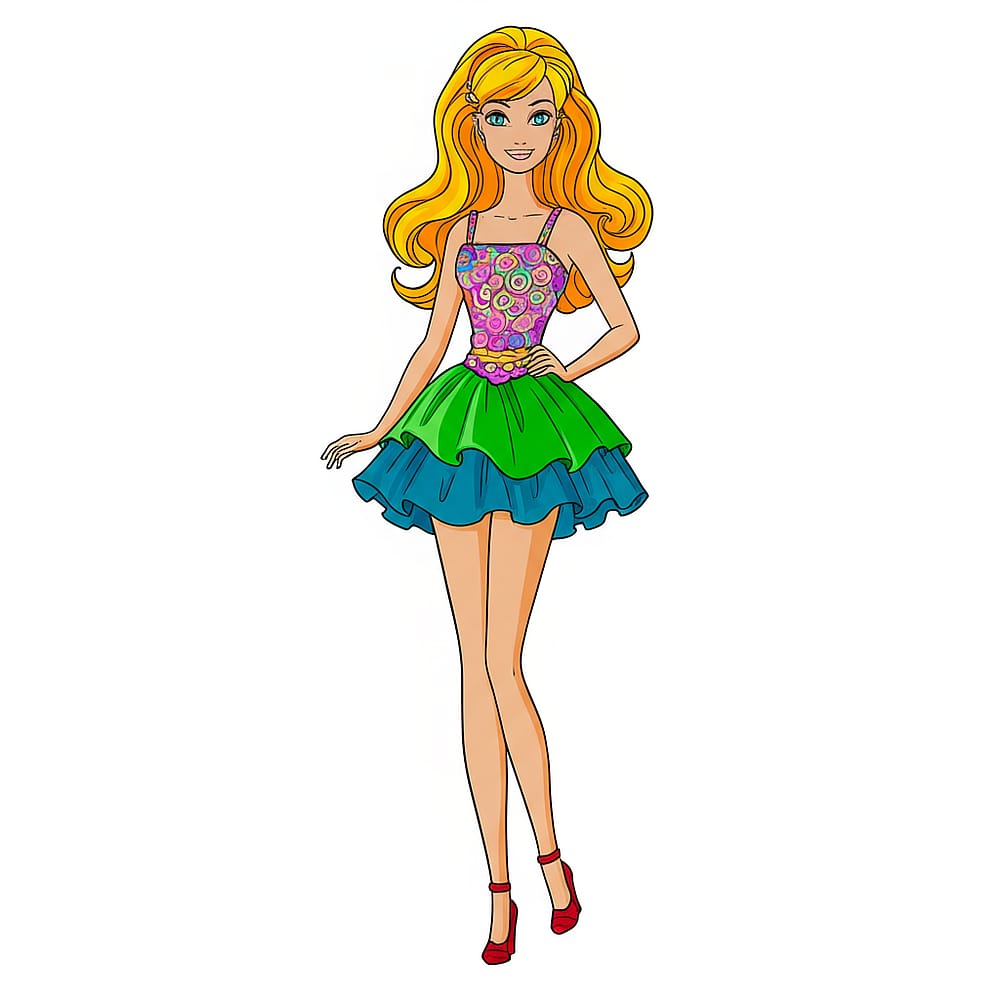 Fashion Fun Barbie Coloring Page colored version