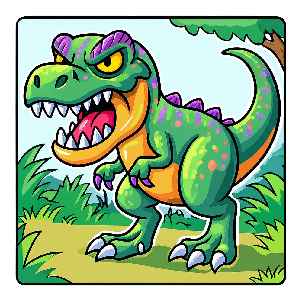 Ferocious T-Rex Roar Coloring Page colored version