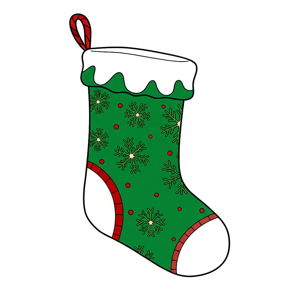 Festive Christmas Stocking Coloring Page colored version