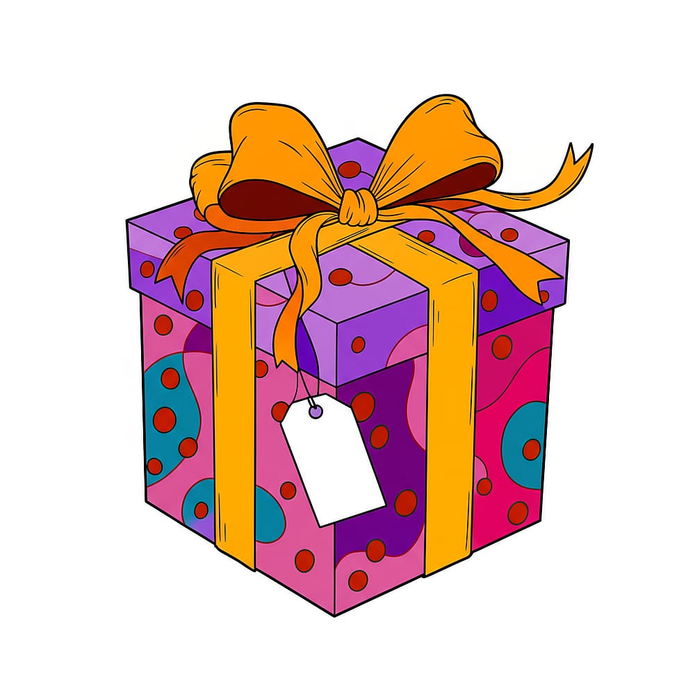 Festive Gift Box Coloring Page colored version