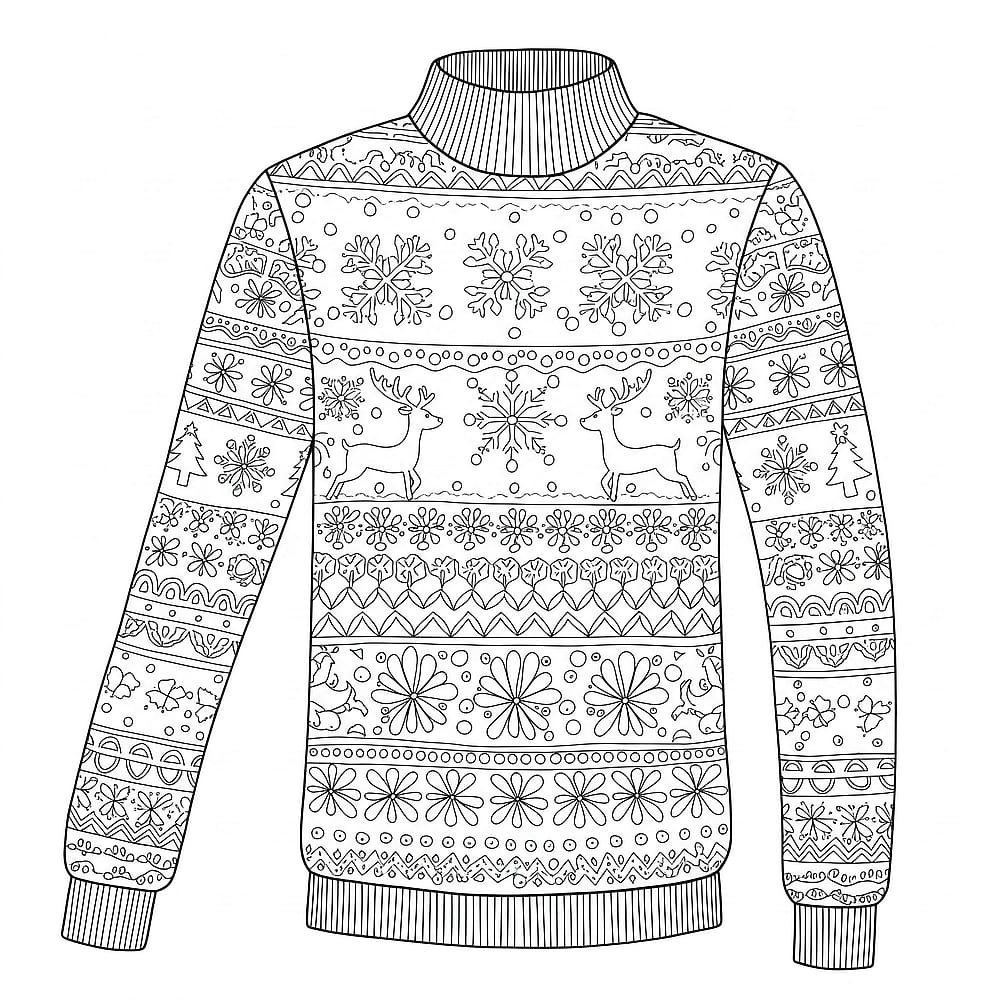 Festive Ugly Christmas Sweater Coloring Page coloring page