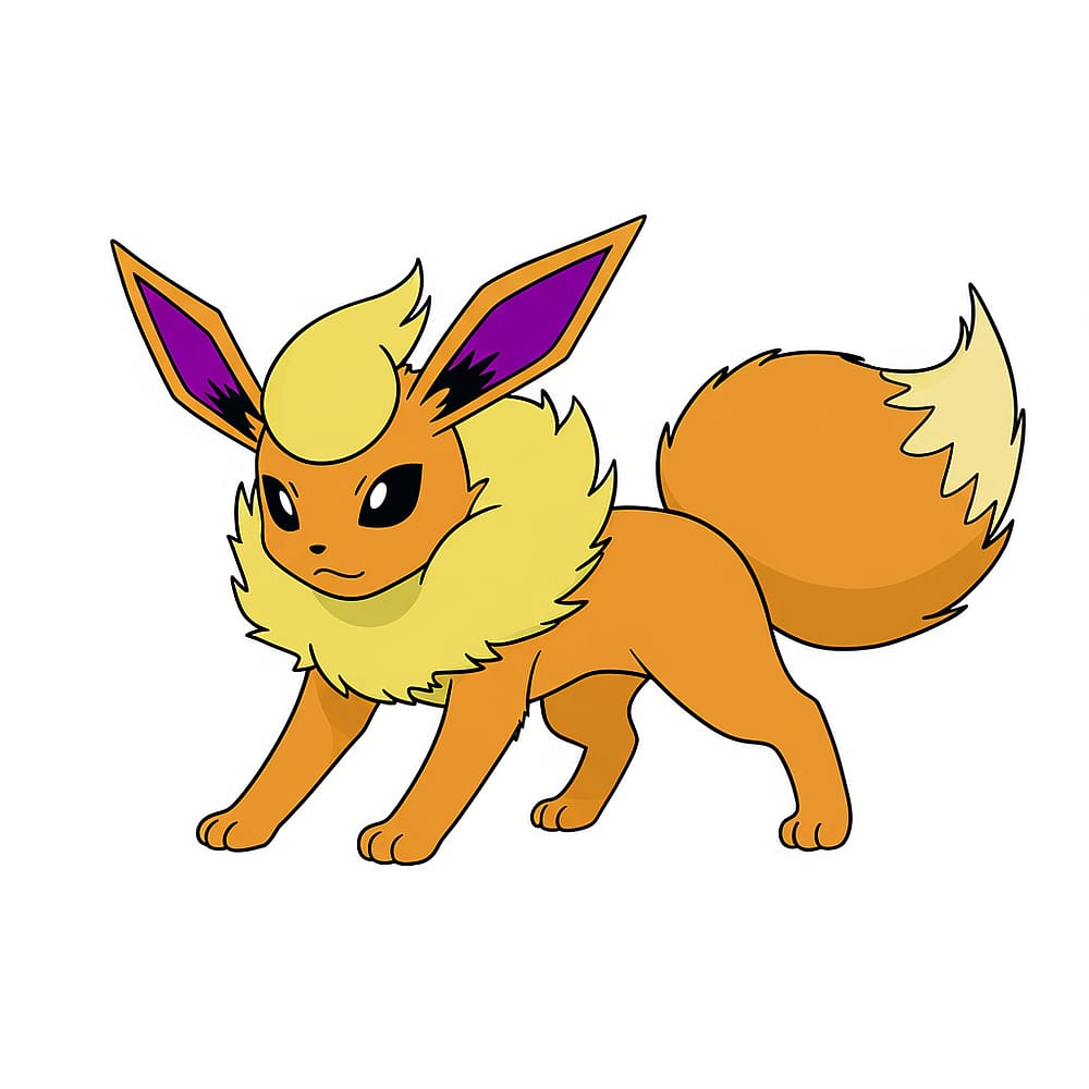Fiery Flareon Pokémon Coloring Page colored version