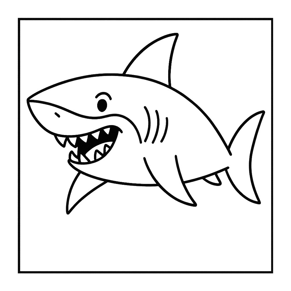 Friendly Shark Grin Coloring Page coloring page