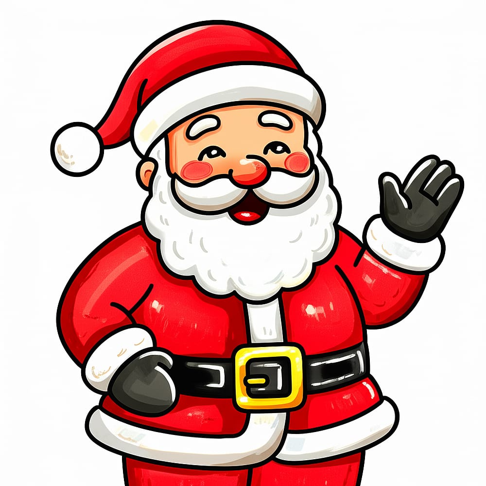 Friendly Waving Santa Claus Coloring Page colored version