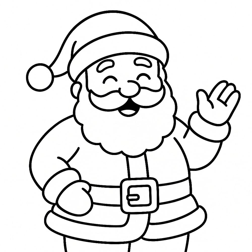 Friendly Waving Santa Claus Coloring Page coloring page
