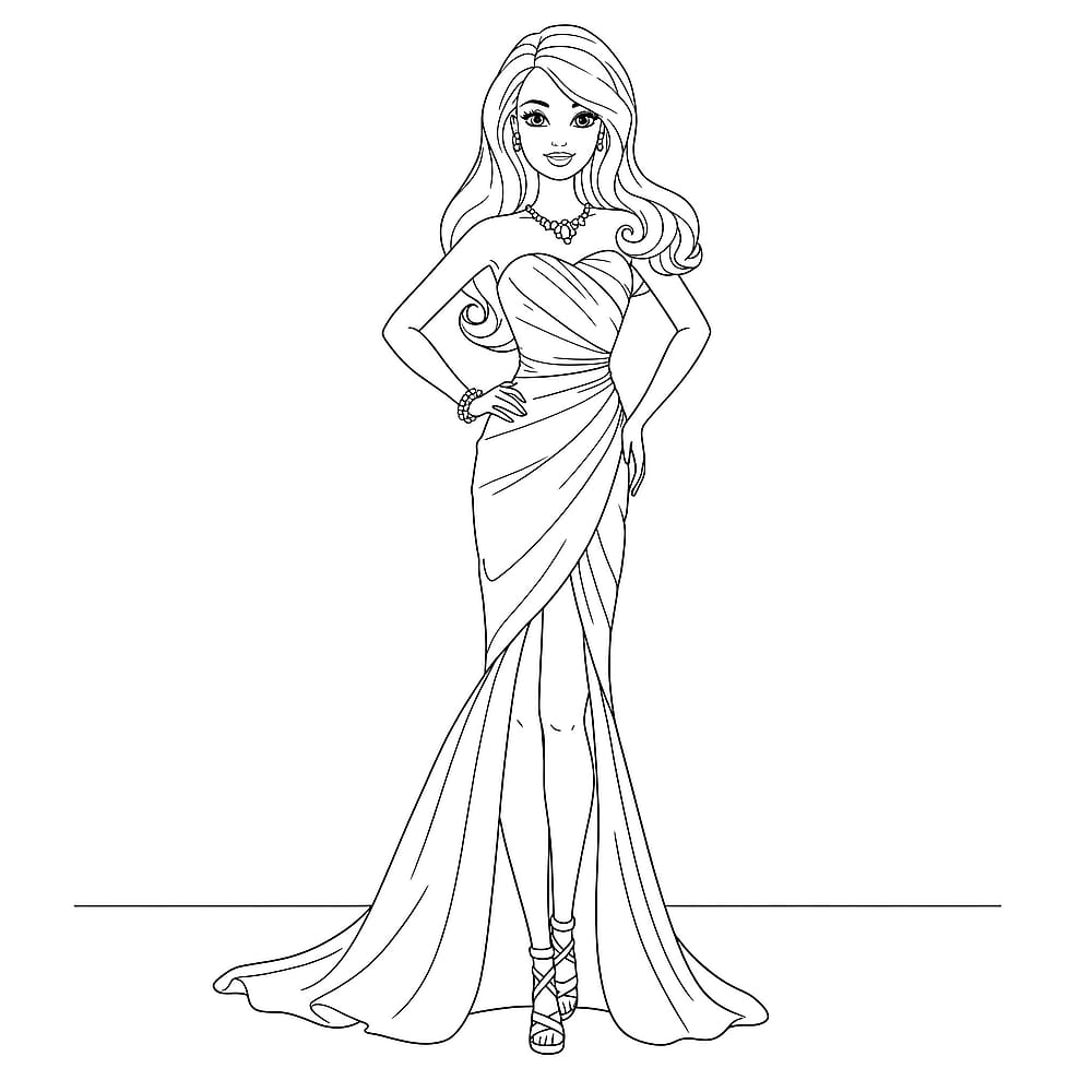 Glamorous Barbie Fashion Coloring Page coloring page