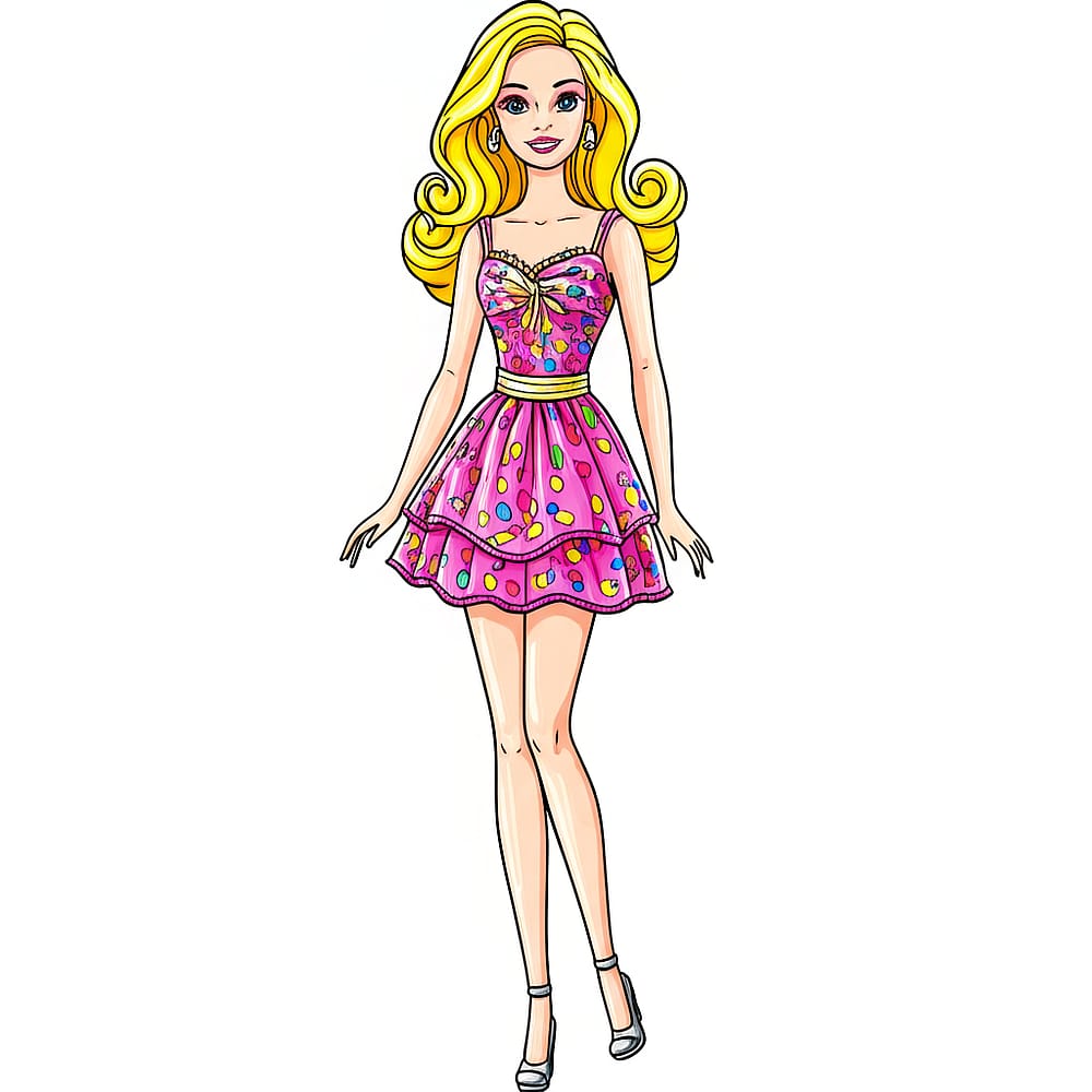Glamorous Fashion Doll Coloring Page colored version