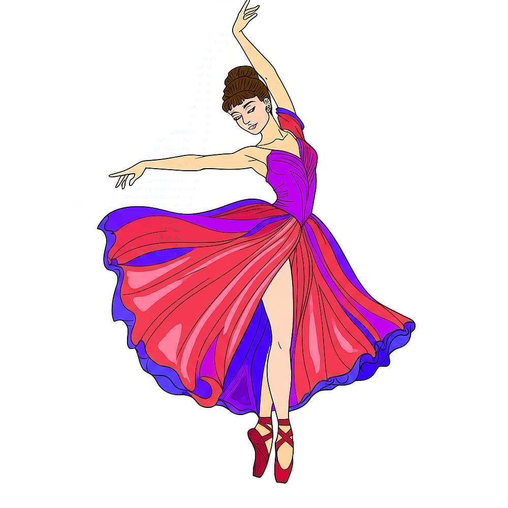 Graceful Ballerina Dancer Coloring Page colored version