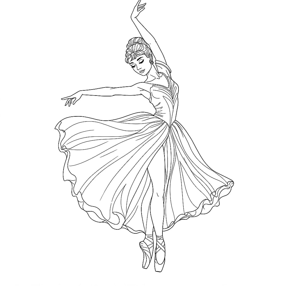 Graceful Ballerina Dancer Coloring Page coloring page