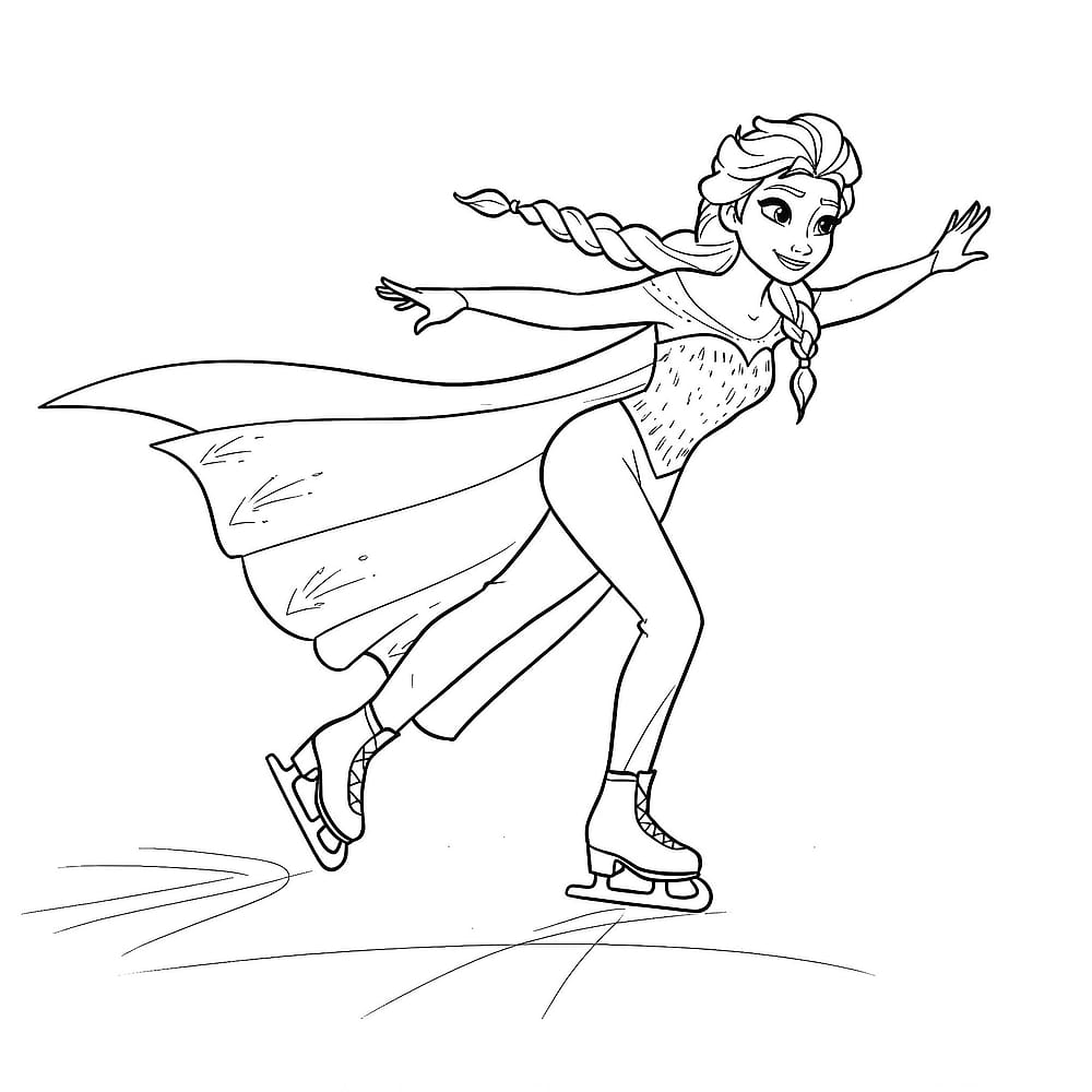 Graceful Elsa Ice Skating Adventure Coloring Page coloring page