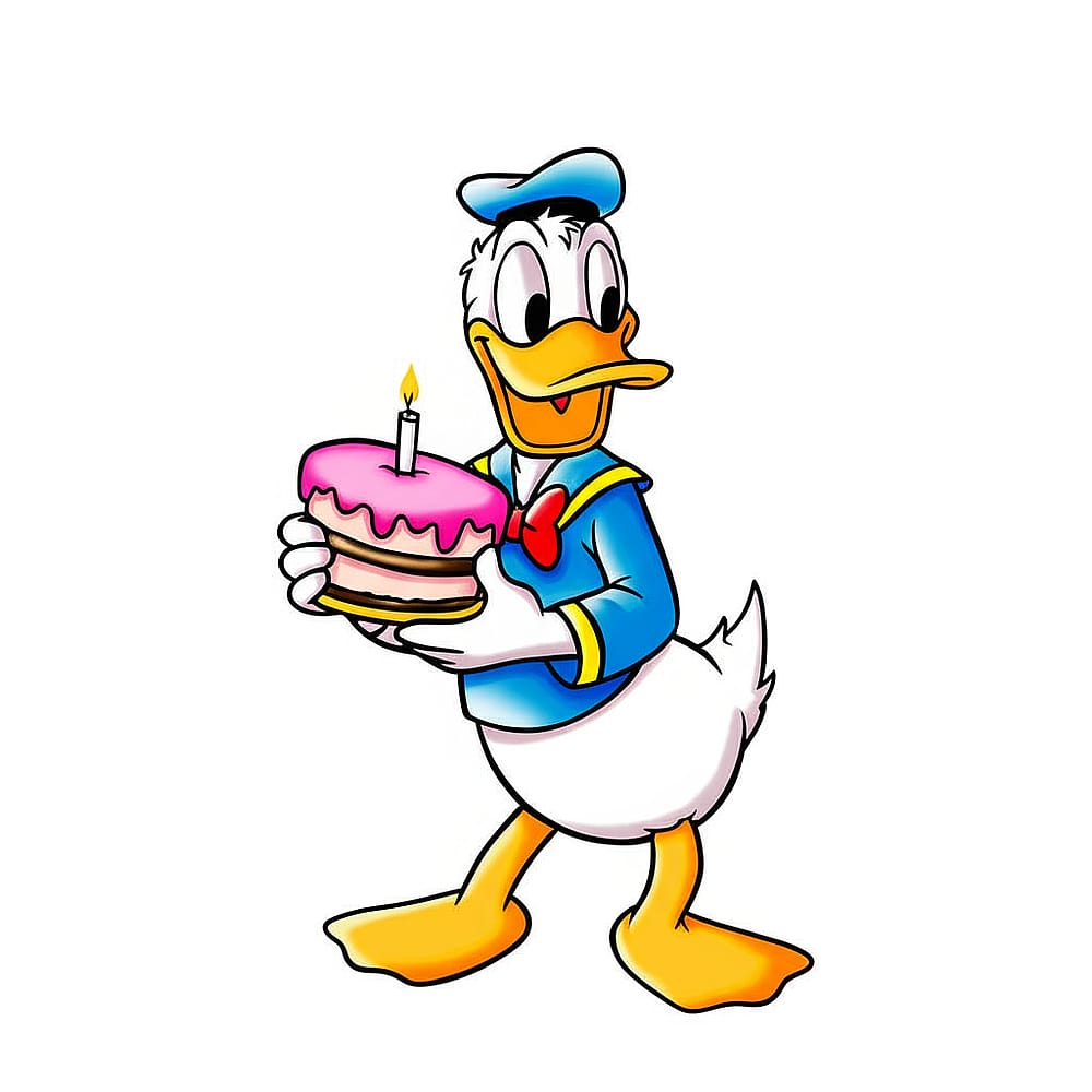 Happy Birthday Donald Duck Coloring Page colored version