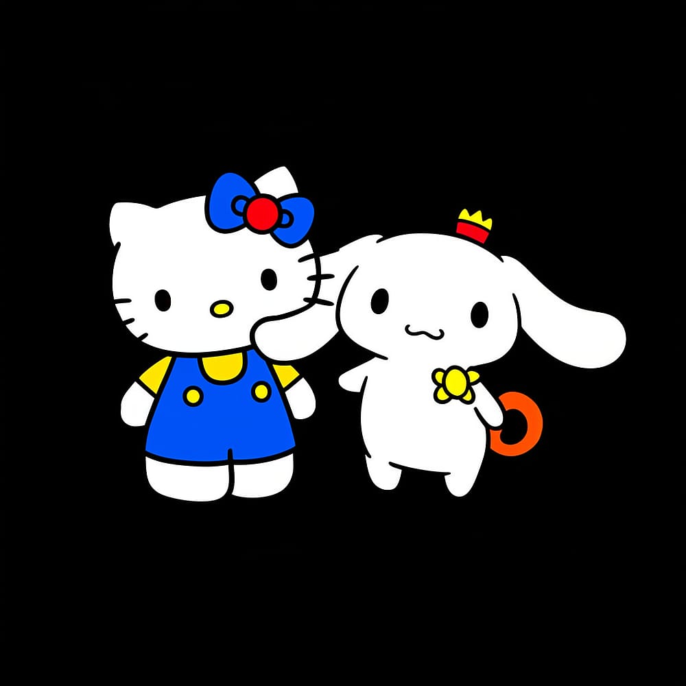 Hello Kitty and Cinnamoroll Best Friends Coloring Page colored version