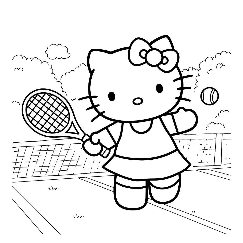 Hello Kitty Tennis Star Coloring Page coloring page