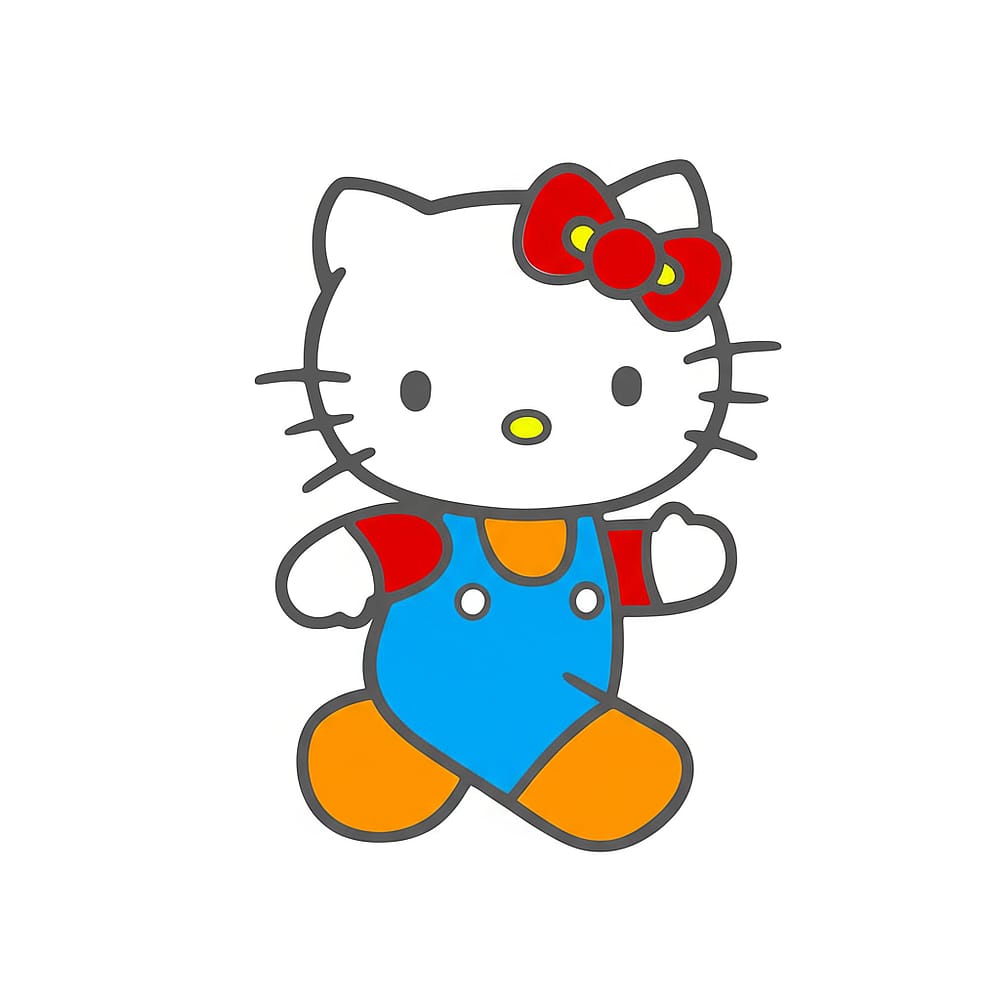 Adorable Hello Kitty Walking Coloring Page colored version