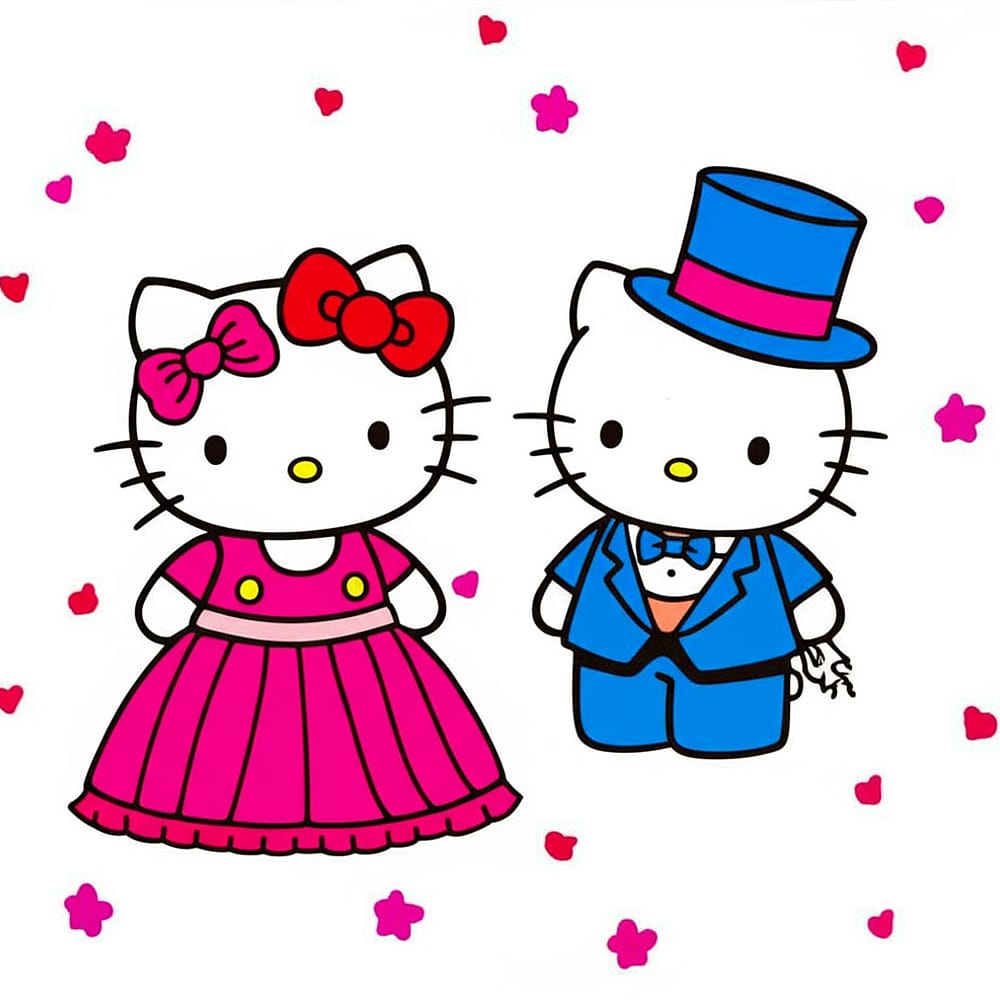 Hello Kitty Wedding Bliss Coloring Page colored version
