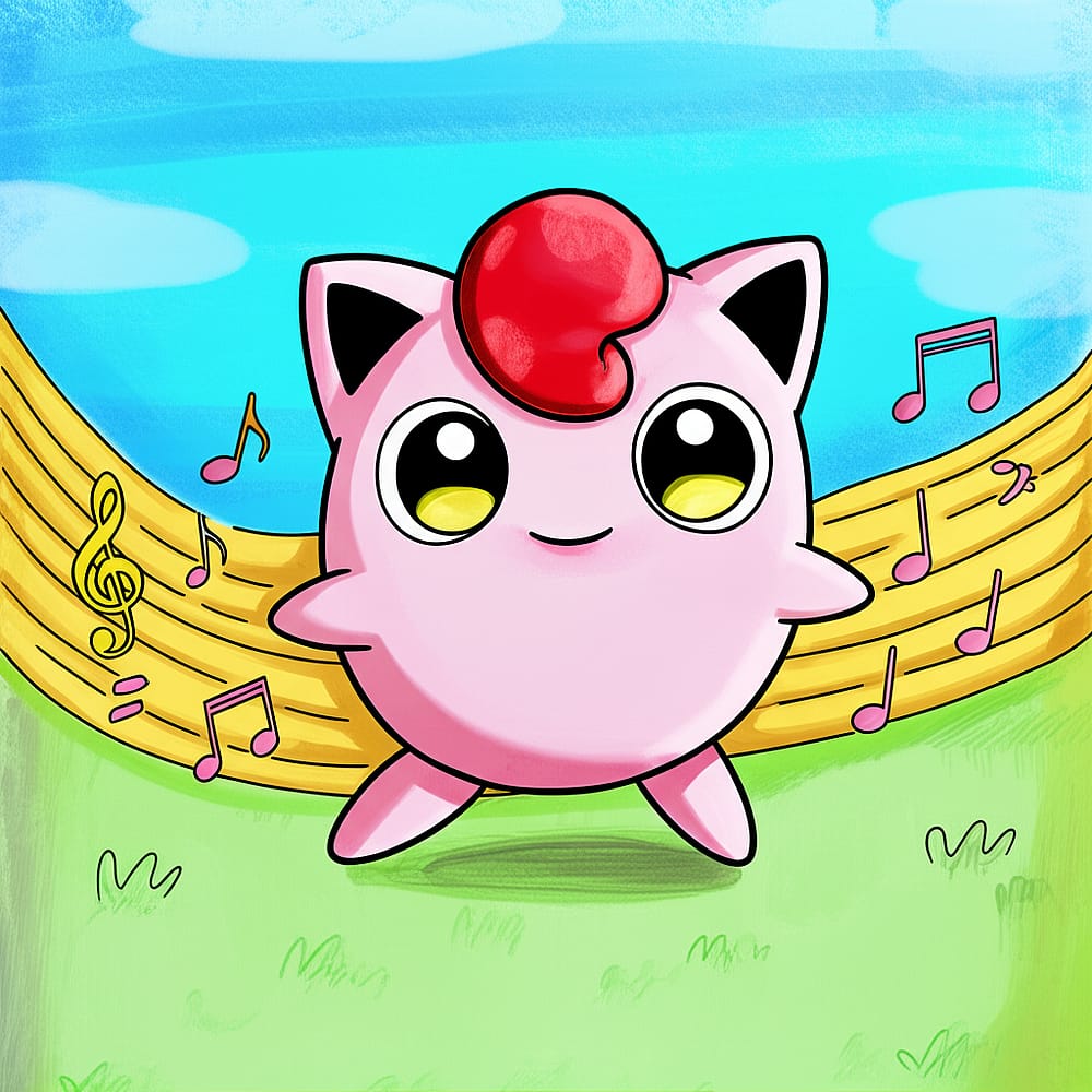 Adorable Jigglypuff Singing Pokémon Coloring Page colored version