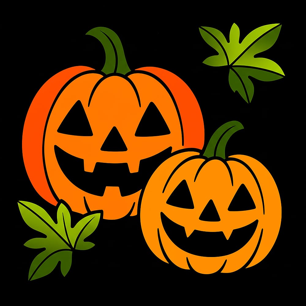 Joyful Jack-o'-Lanterns Coloring Page colored version