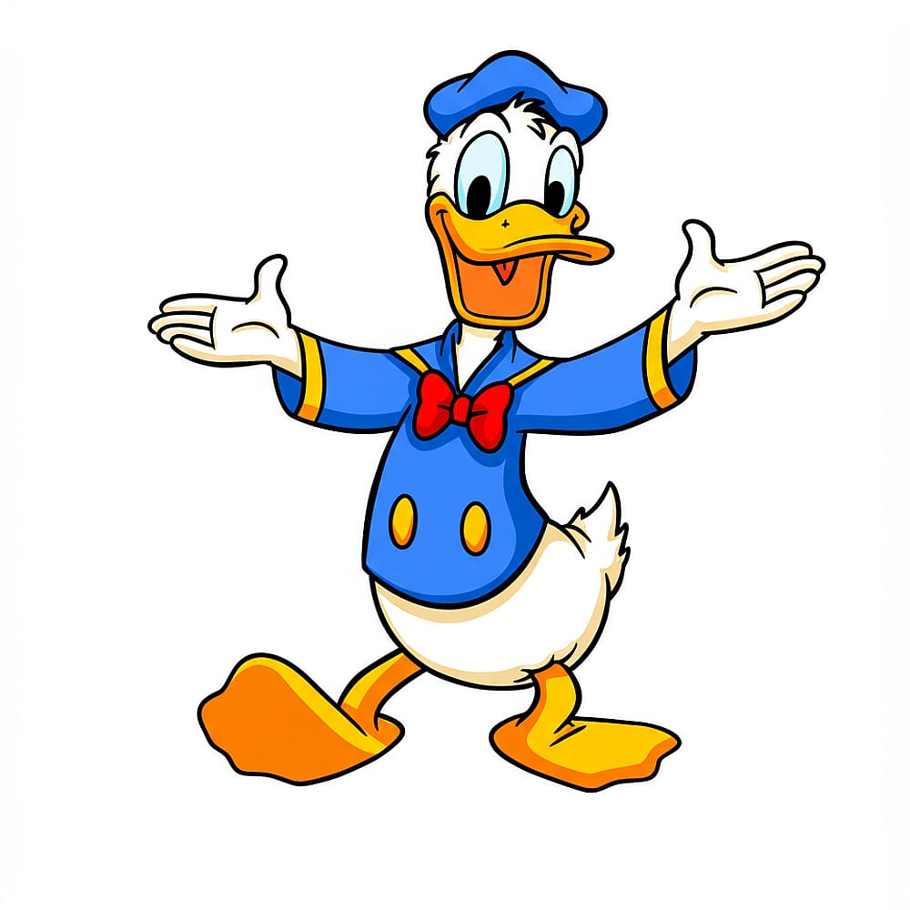 Joyful Singing Donald Duck Coloring Page colored version