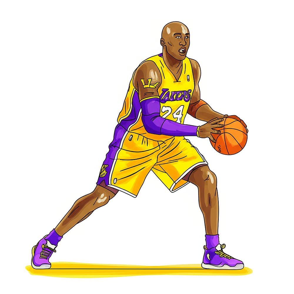 Kobe Bryant 'Black Mamba' Action Coloring Page colored version