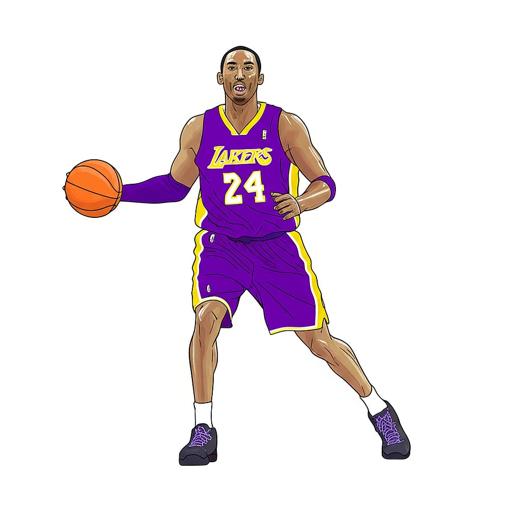 Kobe Bryant Dribbling Coloring Page colored version