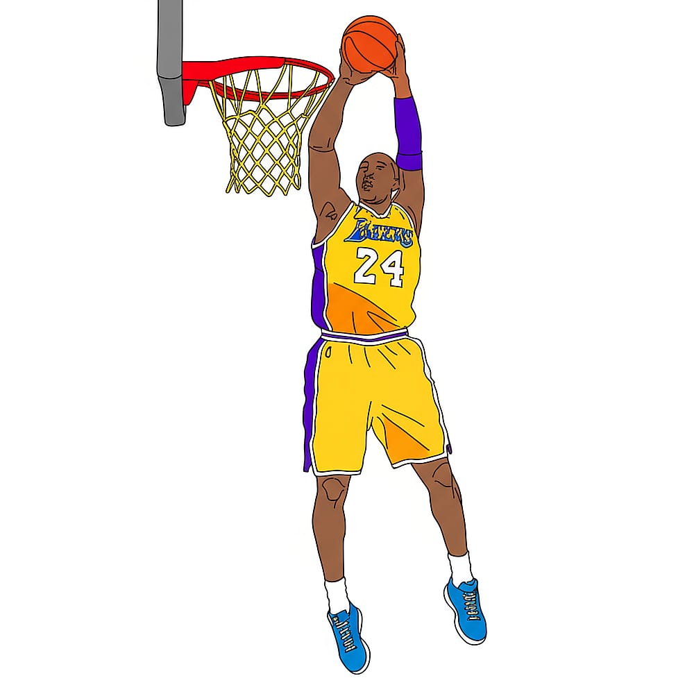 Kobe Bryant Legendary Dunk Coloring Page colored version