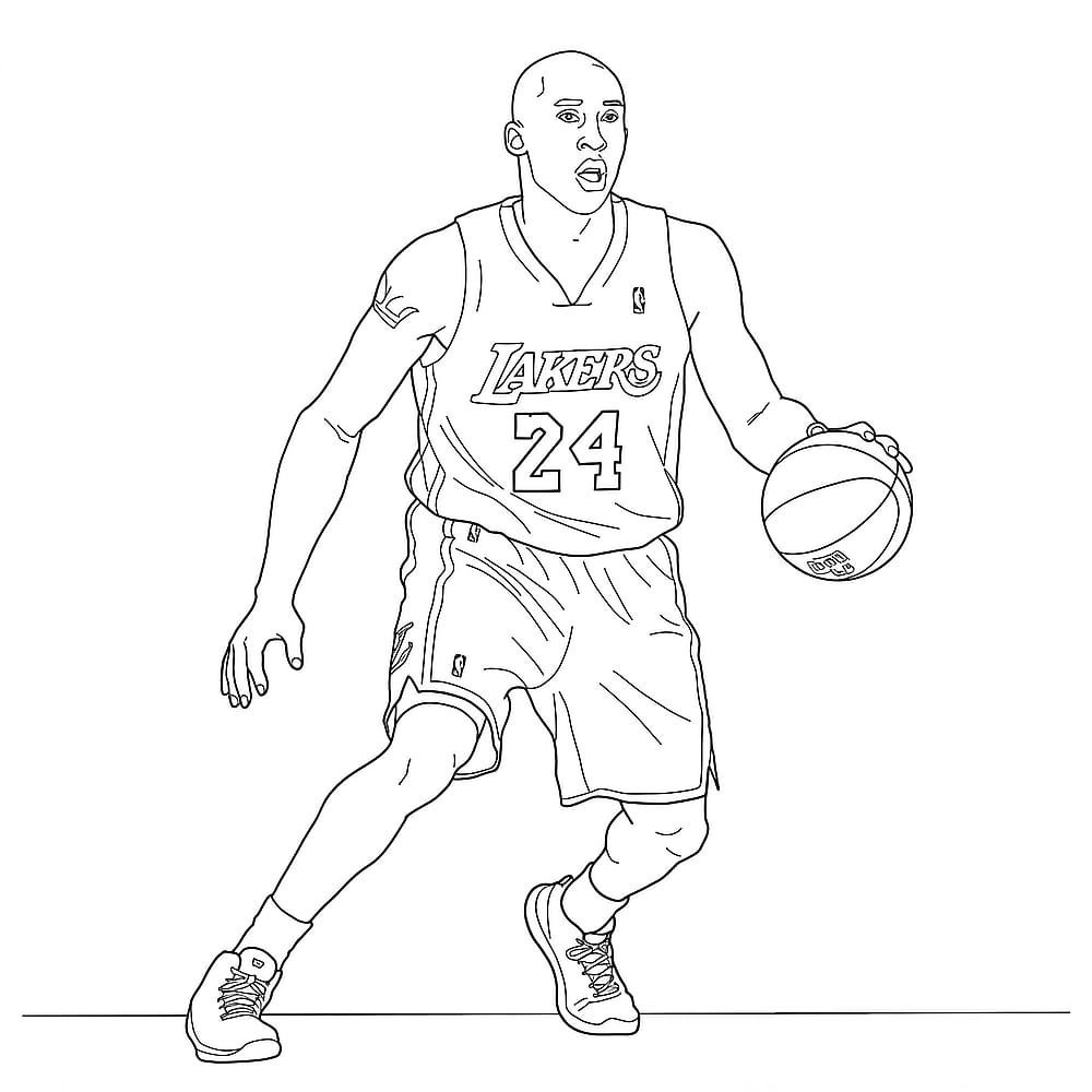 Kobe Bryant Lakers Dribbling Coloring Page coloring page