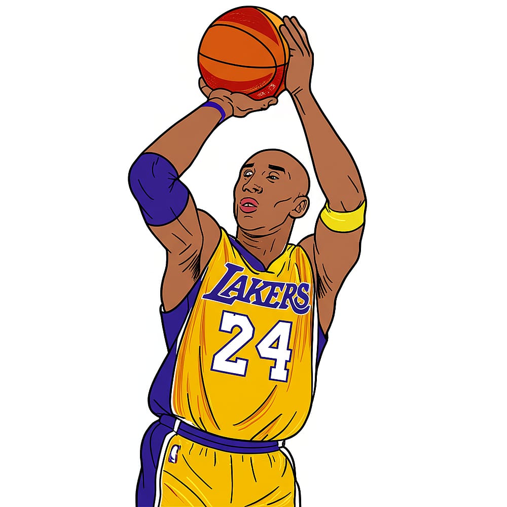 Kobe Bryant "Mamba Shot" Coloring Page colored version