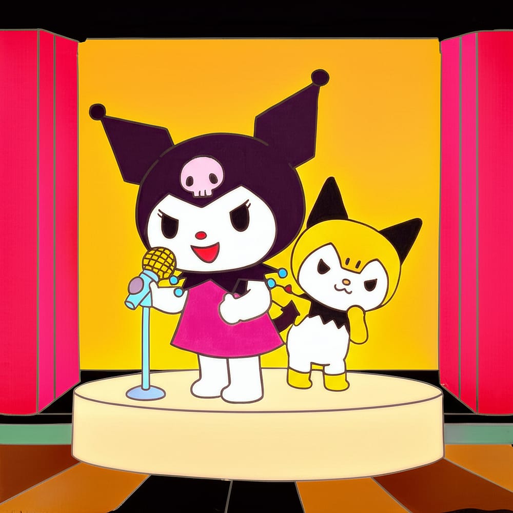 Kuromi and Baku Stage Performance Coloring Page colored version