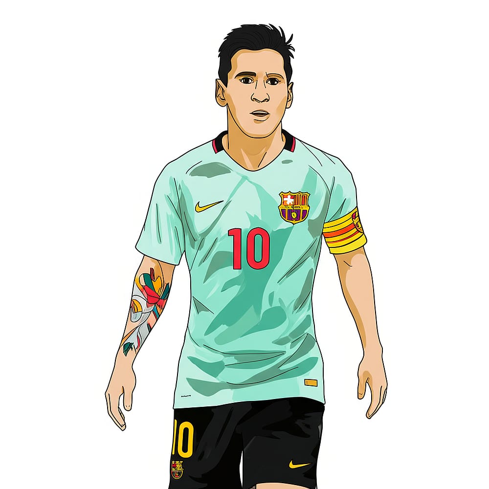 Lionel Messi Football Legend Coloring Page colored version