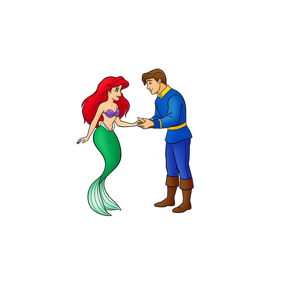 The Little Mermaid Ariel and Eric Coloring Page colored version