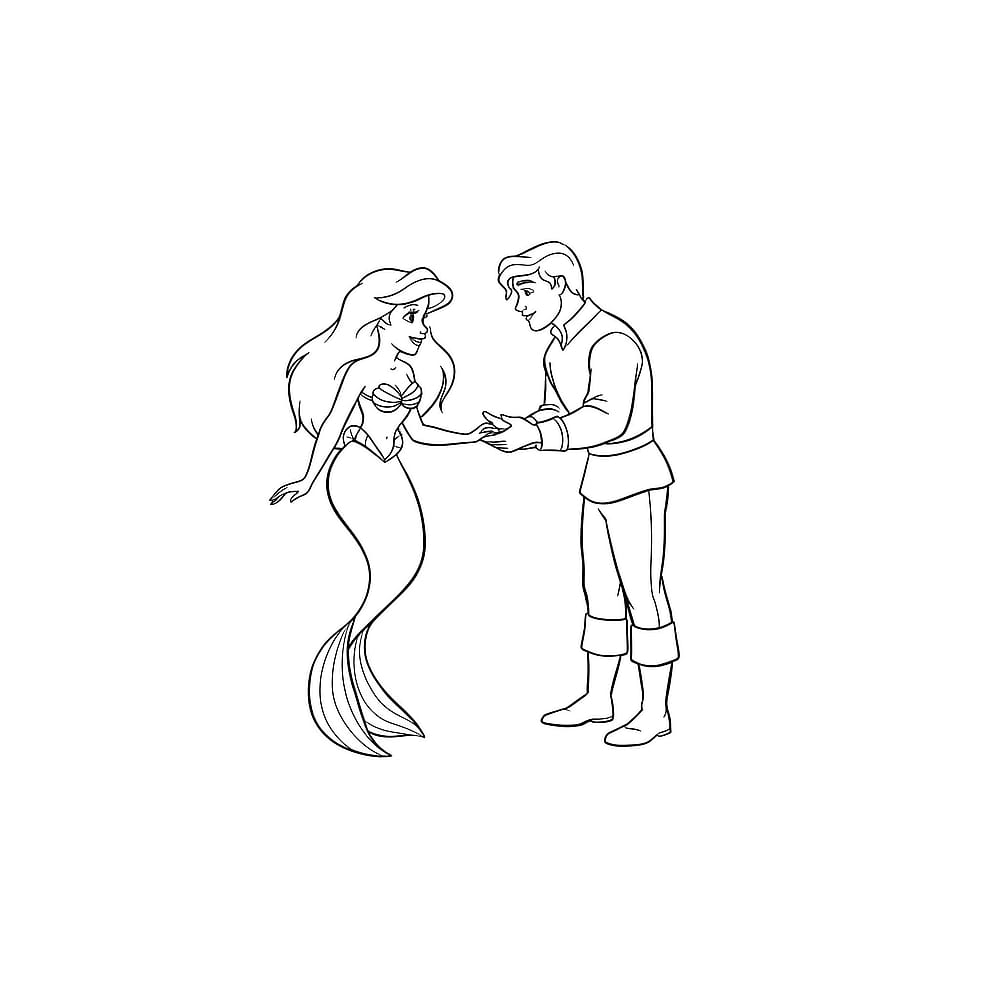 The Little Mermaid Ariel and Eric Coloring Page coloring page