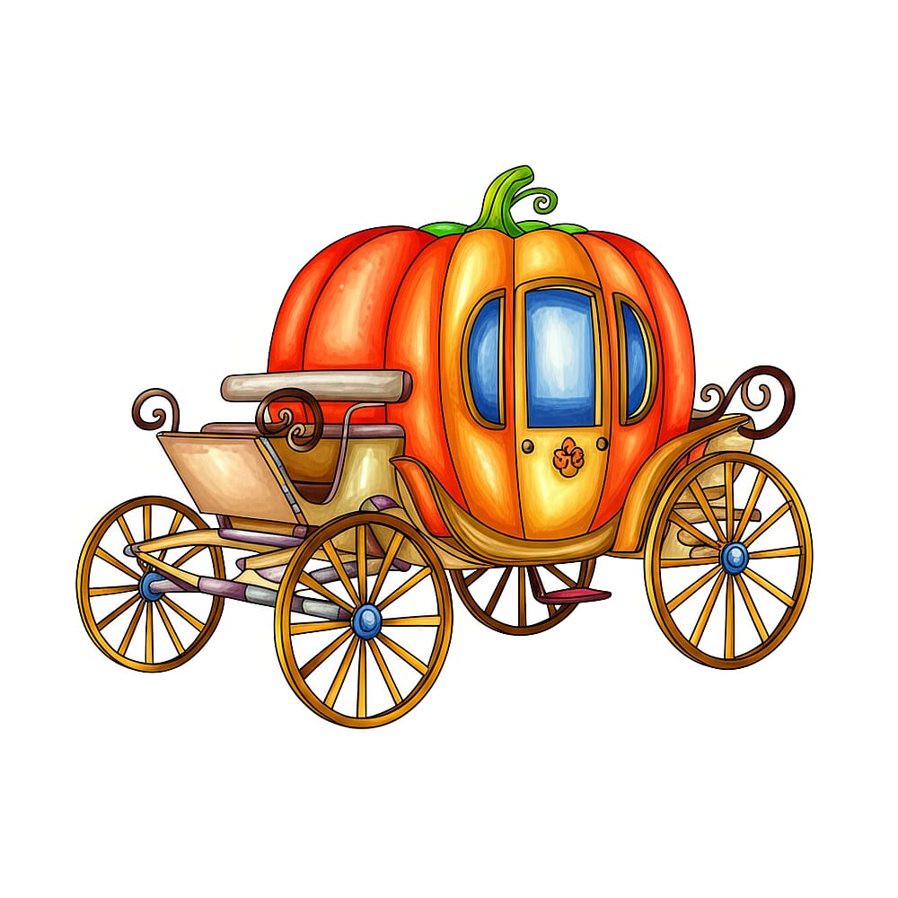 Magical Pumpkin Carriage Coloring Page colored version