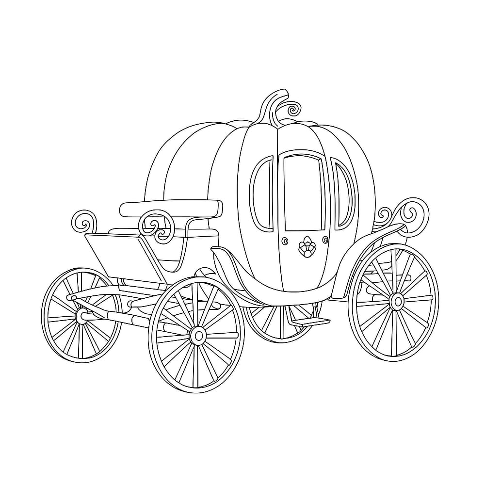 Magical Pumpkin Carriage Coloring Page coloring page