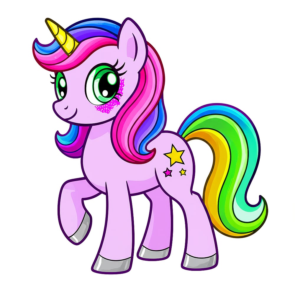 Magical Unicorn Pony Coloring Page colored version