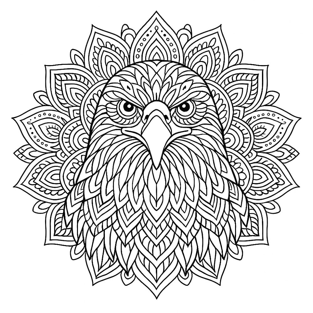 Majestic Eagle Mandala Coloring Page coloring page